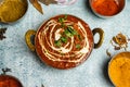 Chicken Tikka Butter Masala with chili sauce served in a dish isolated on grey background top view of bangladesh food Royalty Free Stock Photo