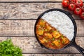 Chicken tikka masala Asian traditional spicy meat food and rice Royalty Free Stock Photo