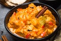 Chicken tikka masala with rice.