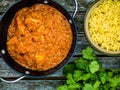 Chicken Tikka Masala Indian Takeaway Curry With Pillau Rice Royalty Free Stock Photo