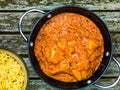 Chicken Tikka Masala Indian Takeaway Curry With Pillau Rice Royalty Free Stock Photo