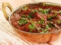 CHICKEN TIKKA MASALA Korma served in karahi isolated on table closeup top view of indian spices food Royalty Free Stock Photo