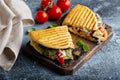 Chicken tomato pesto panini Royalty Free Stock Photo