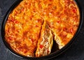 Chicken Tortilla Casserole in ceramic baking dish Royalty Free Stock Photo