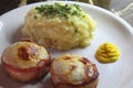 Chicken tournedos with mashed potatoes Royalty Free Stock Photo