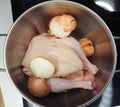 Chicken turkey in pot