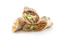 Chicken and veal isolated tortillas wrap looking tasty and served with juicy vegetables