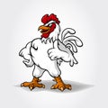 Chicken vector cartoon character smiling and giving thumb up.