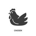 Chicken vector glyph icon. Vector illustration