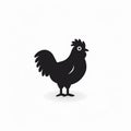 Black Rooster Icon: Subtle Gradients On White Background