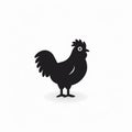 Black Rooster Icon: Subtle Gradients On White Background Royalty Free Stock Photo