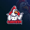 Chicken vector mascot logo design with modern illustration concept style for badge, emblem and tshirt printing. smart chicken Royalty Free Stock Photo