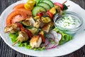 Chicken and vegetable skewers Royalty Free Stock Photo