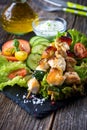Chicken and vegetable skewers Royalty Free Stock Photo