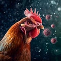 Chicken and virus. Bird flu epidemic concept Royalty Free Stock Photo