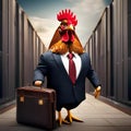 A chicken wearing a business suit, carrying a briefcase3