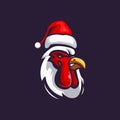 Chicken wearing santa hat