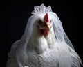 Chicken wearing a veil Chicken wearing a veil agnst dark background chicken generative veil love