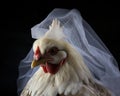 Chicken wearing a veil Chicken wearing a veil agnst dark background chicken generative veil love