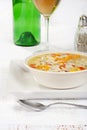 Chicken and wild rice soup with wine Royalty Free Stock Photo