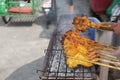 Chicken  wing grill on hot stove as a street food Royalty Free Stock Photo