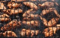 Chicken wings on barbecue grill Royalty Free Stock Photo