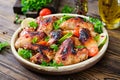 Chicken wings of barbecue in sweetly sour sauce. Picnic. Royalty Free Stock Photo