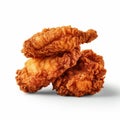 Crispy Fried Chicken Pieces On White Background