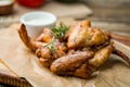 Chicken wings with blue cheese sauce Royalty Free Stock Photo