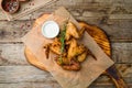 Chicken wings with blue cheese sauce Royalty Free Stock Photo