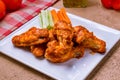 Chicken wings with blue cheese sauce Royalty Free Stock Photo