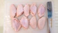 Chicken wings cutting and small chopper Royalty Free Stock Photo