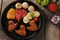 Chicken wings grill with grilled vegetables Royalty Free Stock Photo
