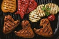 Chicken wings grill with grilled vegetables Royalty Free Stock Photo