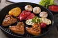 Chicken wings grill with grilled vegetables Royalty Free Stock Photo