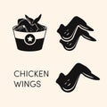 Chicken wings icons. Royalty Free Stock Photo