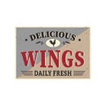 Chicken Wings Menu Logo Emblem Vintage Tag on a white Background