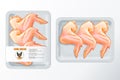 Chicken wings polystyrene packaging vector