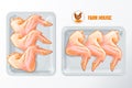 Chicken wings polystyrene packaging vector