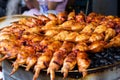 Chicken wings stuffed with rice on Chinese food market Royalty Free Stock Photo