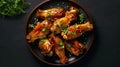 Chicken wings. Traditional asian recipe. AI generated image