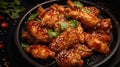 Chicken wings. Traditional asian recipe. AI generated image