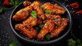 Chicken wings. Traditional asian recipe. AI generated image
