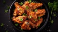 Chicken wings. Traditional asian recipe. AI generated image