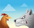 Chicken wolf faceoff Royalty Free Stock Photo