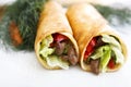 Chicken wrapped sandwiches Royalty Free Stock Photo