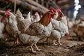Chickens in a barn on a farm. poultry breeding Royalty Free Stock Photo
