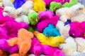 Chickens colored babies. A group of funny, colorful easter chicks Royalty Free Stock Photo