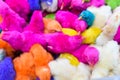 Chickens colored babies. A group of funny, colorful easter chicks Royalty Free Stock Photo