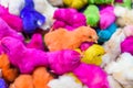 Chickens colored babies. A group of funny, colorful easter chicks Royalty Free Stock Photo